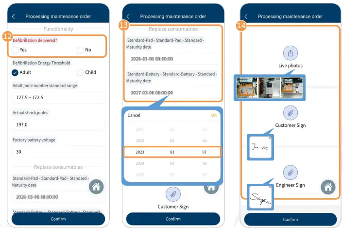 WHALETEQ DFS200 APP AED Testing APP - Process a Maintenance Order 3