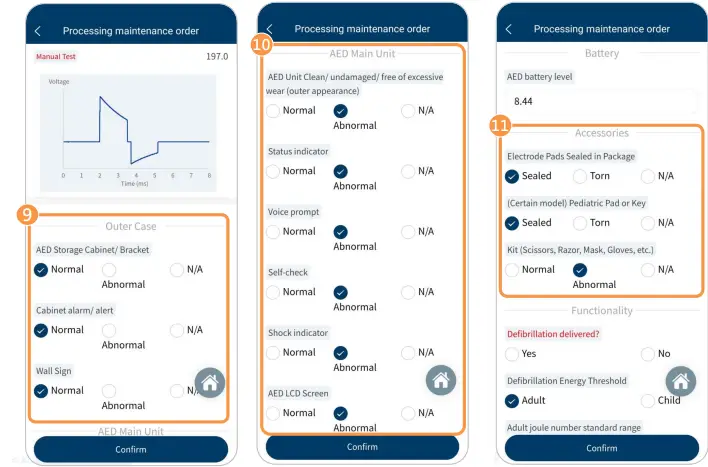 WHALETEQ DFS200 APP AED Testing APP - Process a Maintenance Order
