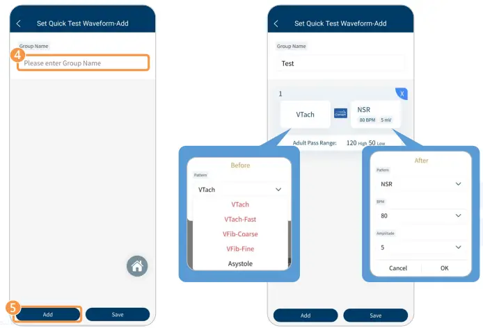 WHALETEQ DFS200 APP AED Testing APP - Set a Quick Test 1