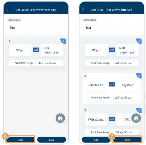 WHALETEQ DFS200 APP AED Testing APP - Set a Quick Test 2