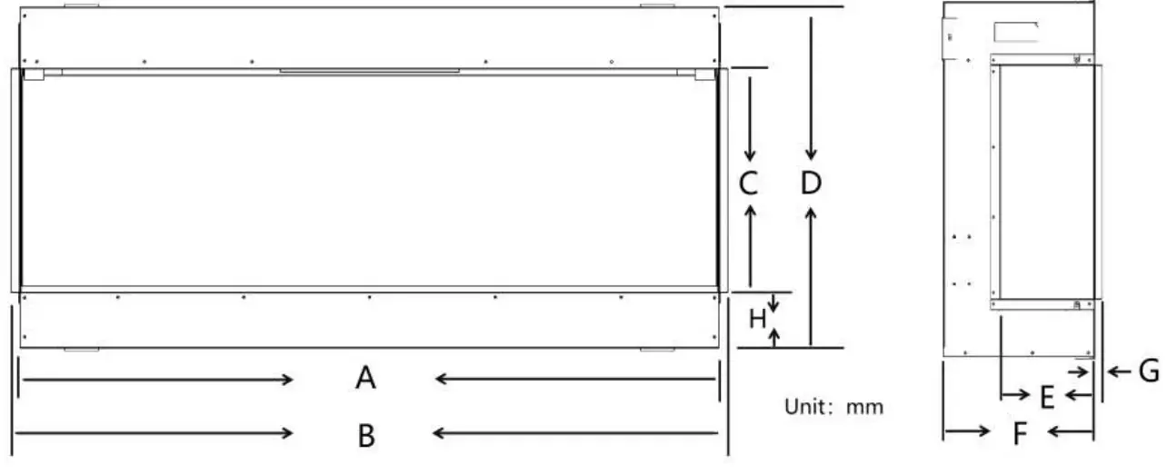 400 Iconic Electric Fire - Appliance Dimensions