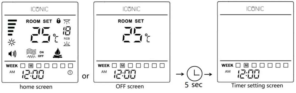 400 Iconic Electric Fire - Timer 1