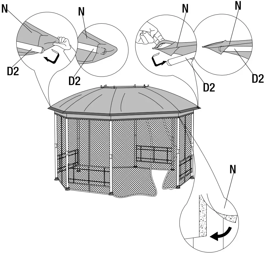 HAMPTON BAY A111016800 Seagrove Replacement Canopy for Octagonal Gazebo - Large Canopy 2