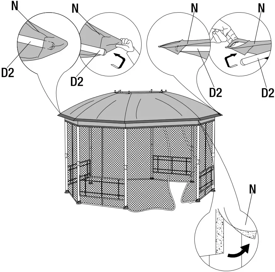 HAMPTON BAY A111016800 Seagrove Replacement Canopy for Octagonal Gazebo - Large Canopy