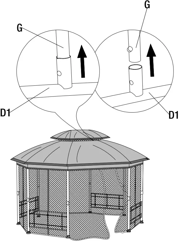 HAMPTON BAY A111016800 Seagrove Replacement Canopy for Octagonal Gazebo - Oblique Beam