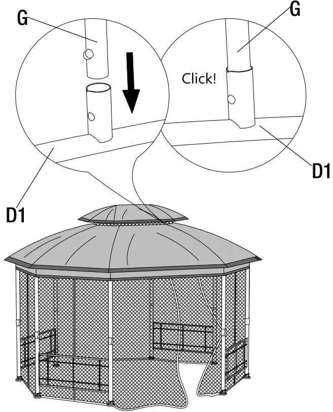HAMPTON BAY A111016800 Seagrove Replacement Canopy for Octagonal Gazebo - parts on the ground