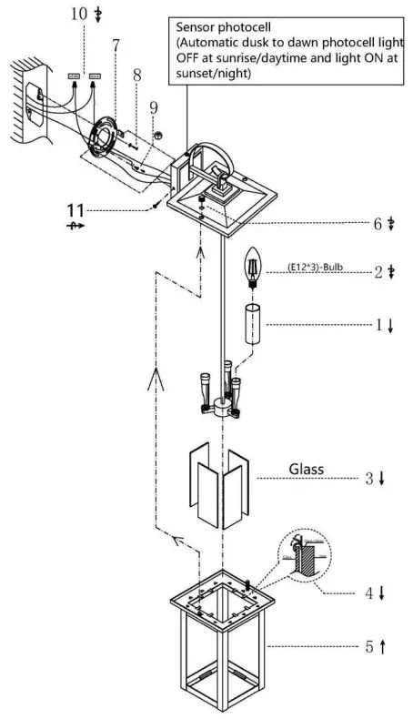 4MODERNHOME 2531 3W Hawaii 19.88 Inch H 3 Bulb Black White Hardwired Outdoor Wall Lantern Sconce  - Photocell