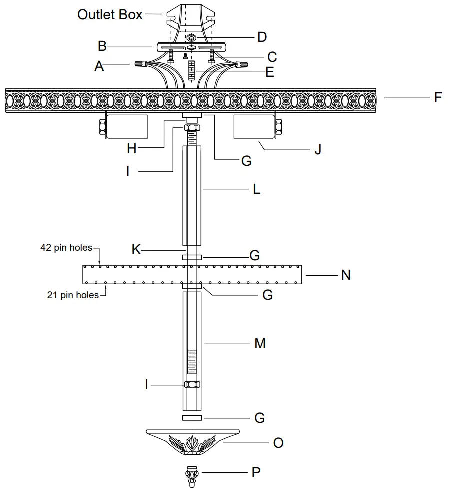 CRYSTORAMA 718 OB CL SAQ Four Light Ceiling Mount - Part