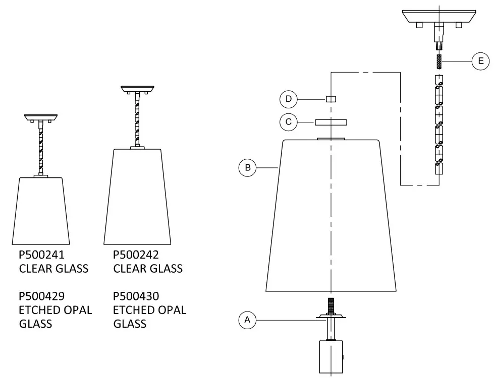 PROGRESS LIGHTING P500242-012 1 Light Satin Brass Clear Glass Transitional Pendant - assembly