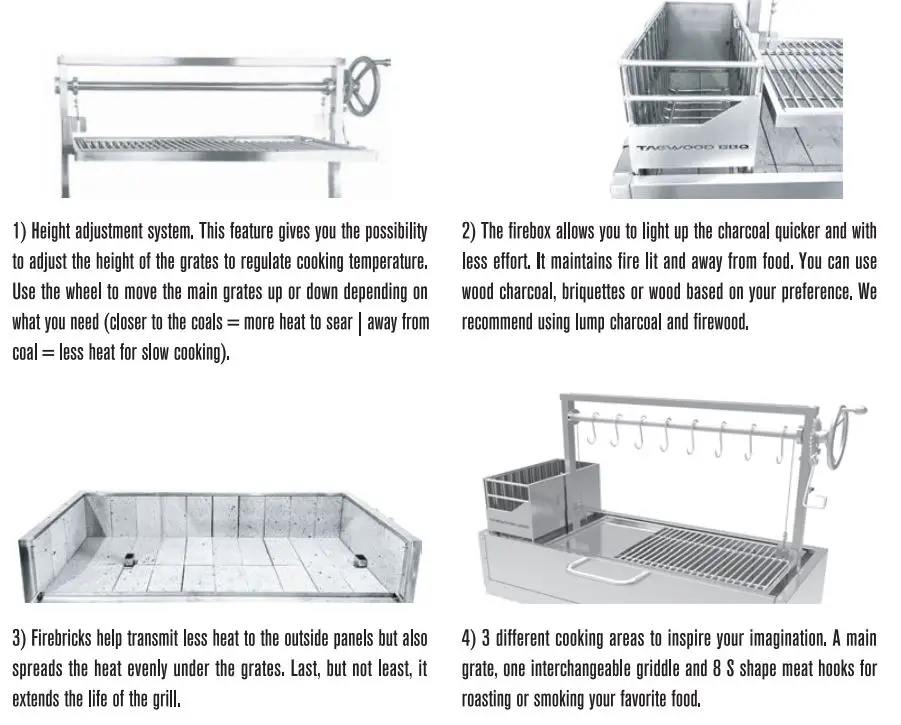 TAGWOOD BBQ BBQ25SS Built In Argentine Wood Fire and Charcoal Grill User Manual - Get to know your grill Better