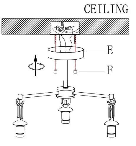 LNC A04970C 3-Light Glass Chandelier - canopy