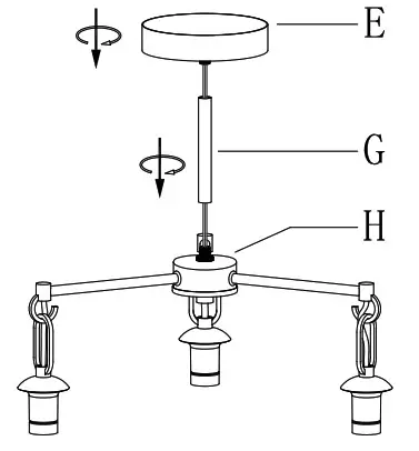 LNC A04970C 3-Light Glass Chandelier - illustration.