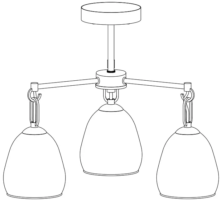 LNC A04970C 3-Light Glass Chandelier