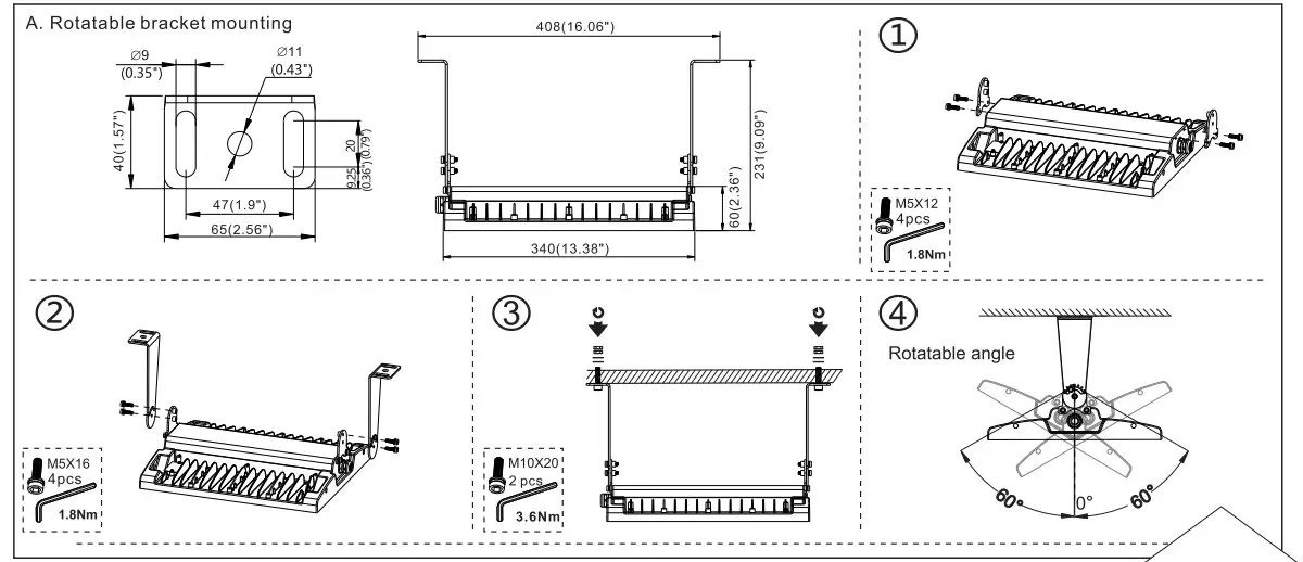 HALCYON P500 LED Linear High Bay Light - Dimension 2