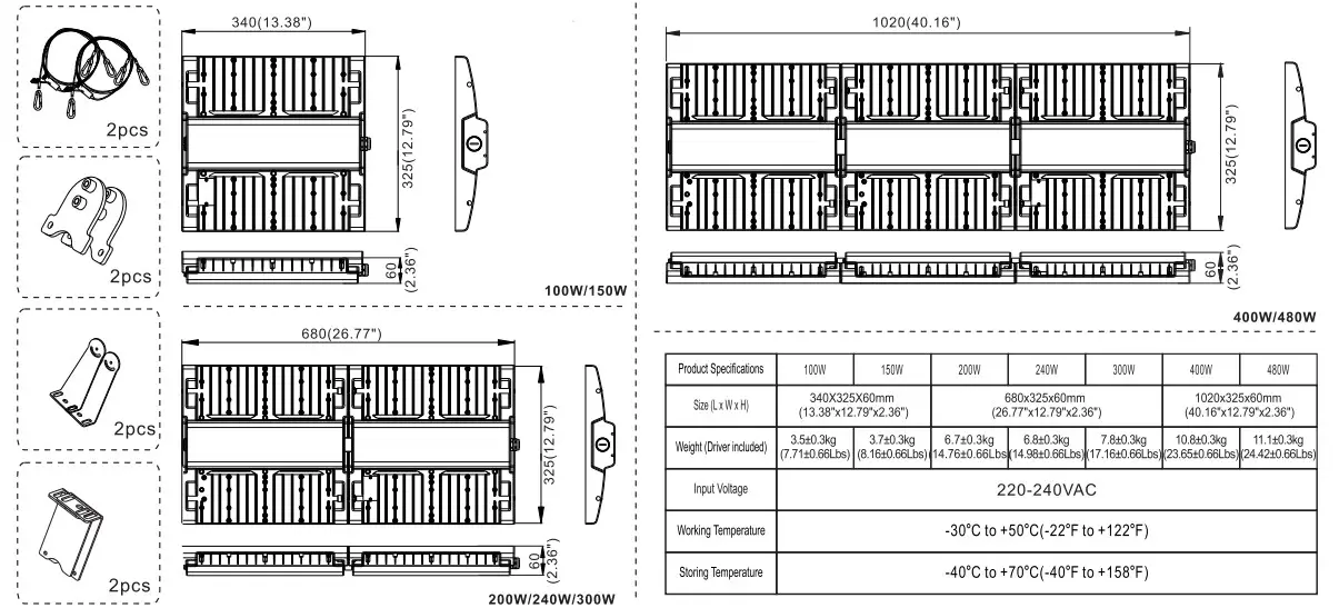 HALCYON P500 LED Linear High Bay Light - Dimension