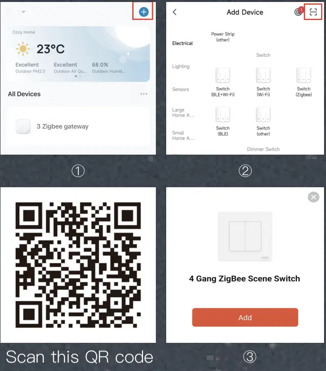 MOES ZigBee 3 0 Scene Switch Smart Push Button - QR 1