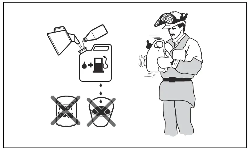 To mix gasoline and two-stroke oil