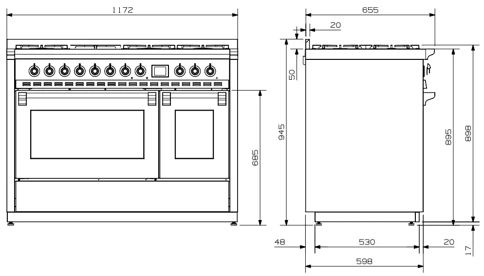 Steel AQ12SF6TBAO 120cm Upright Cooker - EMILY DICKINSON 1