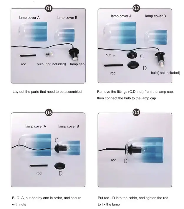 estilo Living Mica Mid-Century Double Glass Hanging Pendant Lights - fig