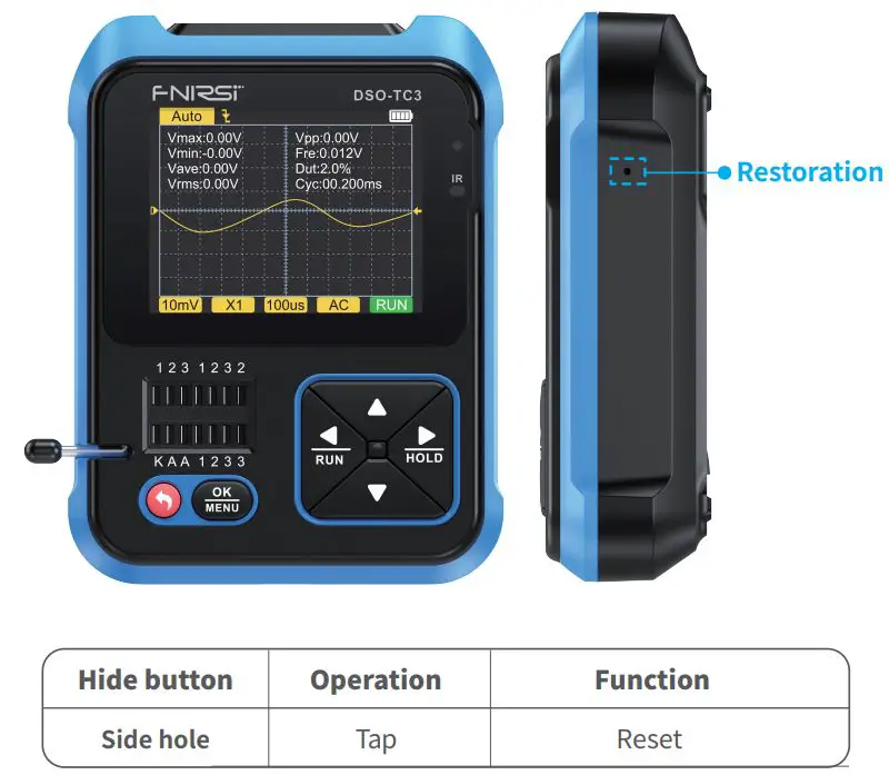 FNIRSI DSO-TC3 Digital Multimeter Instruction Manual - Button