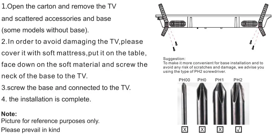 VIDAA HWXX 4K UHD LED Smart TV - TV Stand Installation Instructions