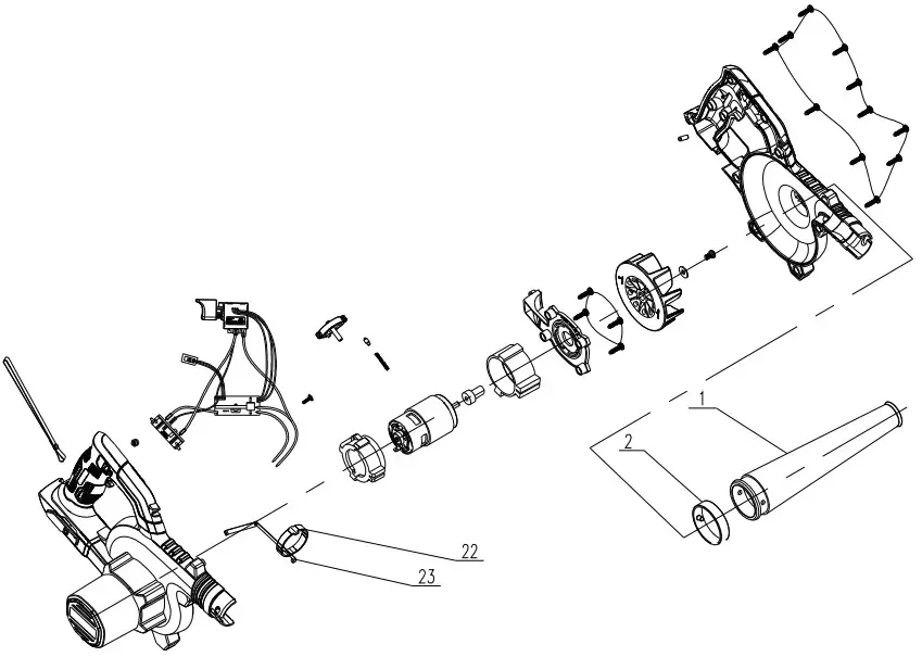 SENIX BLX2-M-0 20V Max Lithium Ion Cordless Blower - PARTS