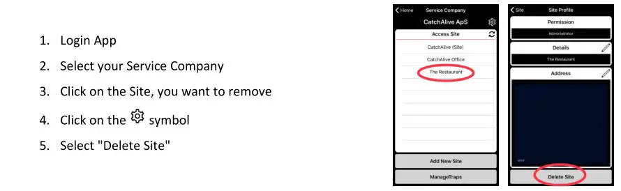 CATCHALIVE CAOne Snap Trap - Delete a site