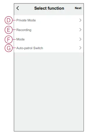 Schneider Electric PDL723419 Wiser IP Camera -actions using 1