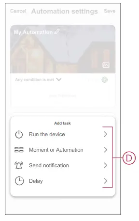 Schneider Electric PDL723419 Wiser IP Camera -actions using 5