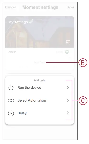 Schneider Electric PDL723419 Wiser IP Camera -actions using