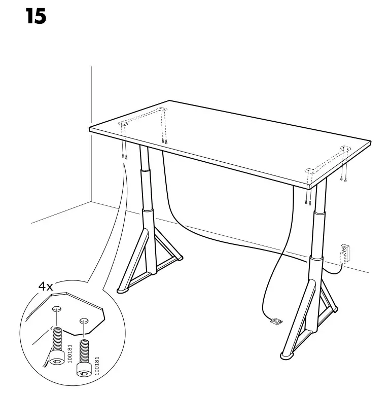 IKEA 104875 IDÅSEN Desk Brown Dark Gray - Installation