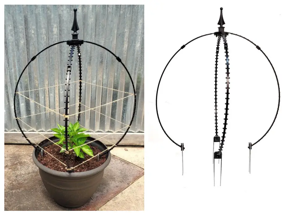 Scroll Trellis ST-306 One Finial Orb 4 Stake Trellis