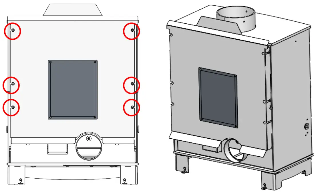 ARADA DEVON AFS 4536 Farringdon 12 High Efficiency Modern Clean Burning Wood Stove - Attach the LDC deeper heat shield