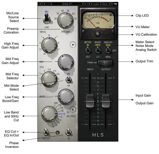 WAVES Kramer HLS Channel Plug-In Native - Interface and Controls