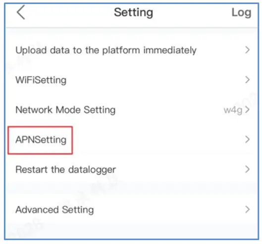 solis W4G Datalogger Stick Instruction - “APNSetting