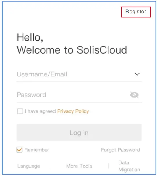 solis W4G Datalogger Stick Instruction - “Register”