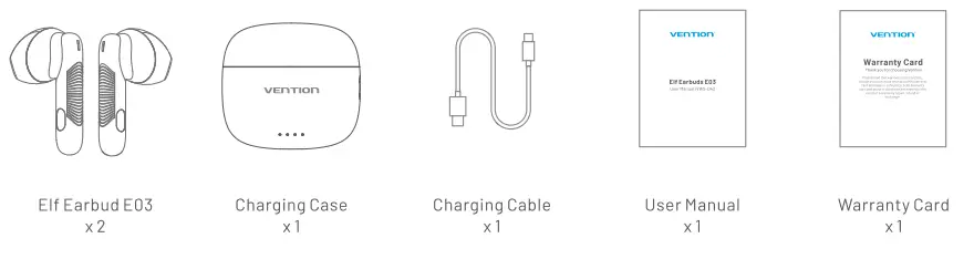 VENTION VWS-D42 True Wireless Bluetooth Earbuds - contents