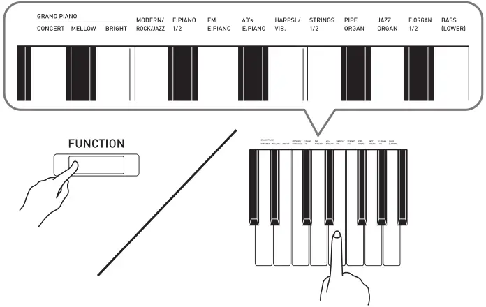 CASIO PX-765 Digital Piano - keyboard key