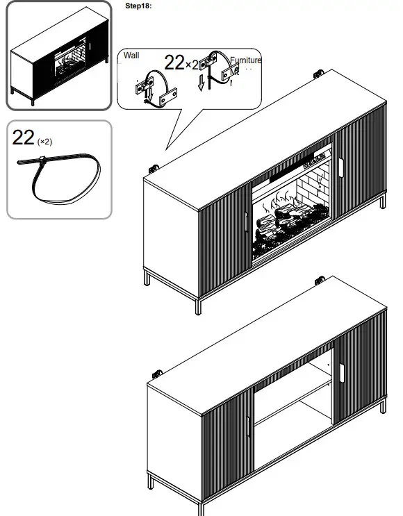 SEI Furniture FS1217356 Daltaire Smart Electric Fireplace - Anti-tipping hardware