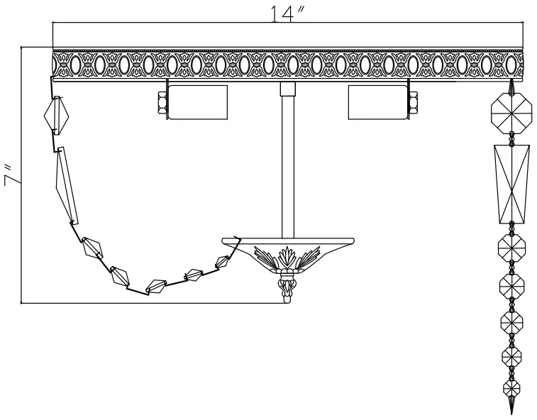CRYSTORAMA 714 OB CL SAQ Three Light Ceiling Mount - Crystal Sets