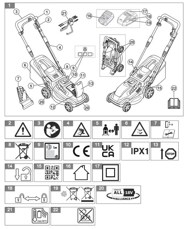 Husqvarna Aspire LC34 P4A Battery Lawn Mower - fig