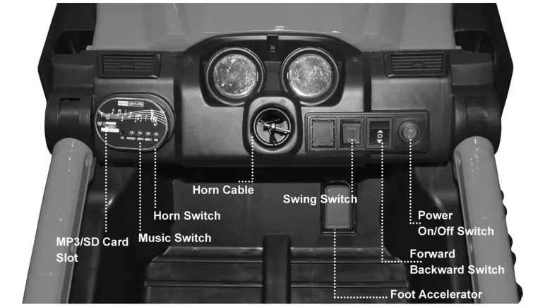 babyhug Azure ATV Ride On Jeep - dasbord function