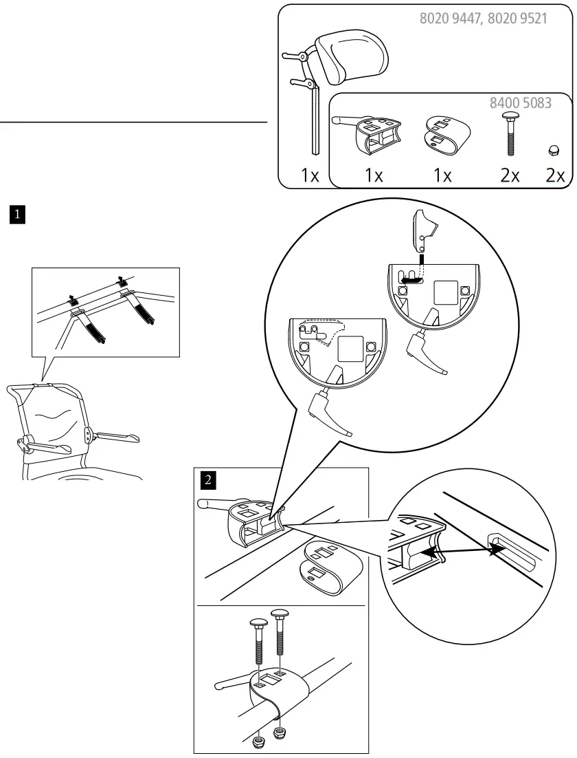 etac Headrest and Bracket Swift Mobil - Mounting