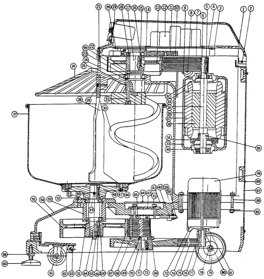 IBE KL100R Spiral Mixer - Spare Parts Drawings