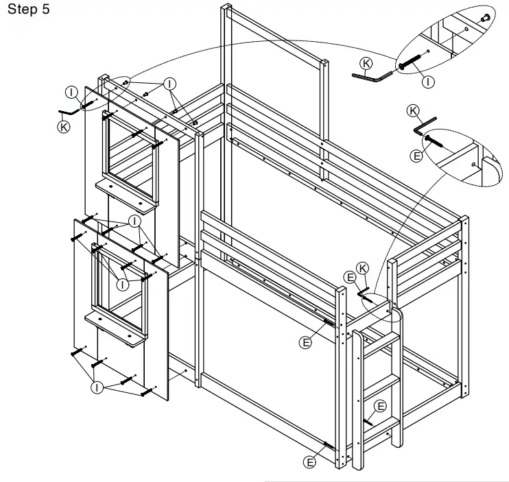 QualFurn WF286205 Twin Twin House Bunk Bed - PARTS 3