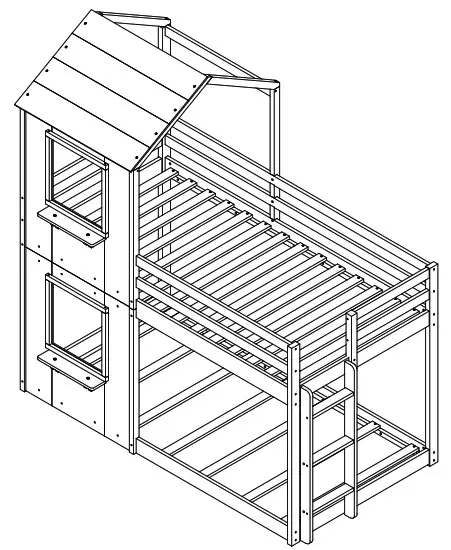 QualFurn WF286205 Twin Twin House Bunk Bed - cover