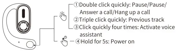 JADE AUDIO J32011 Open Ear True Wireless Bluetooth Headphones - Right unit