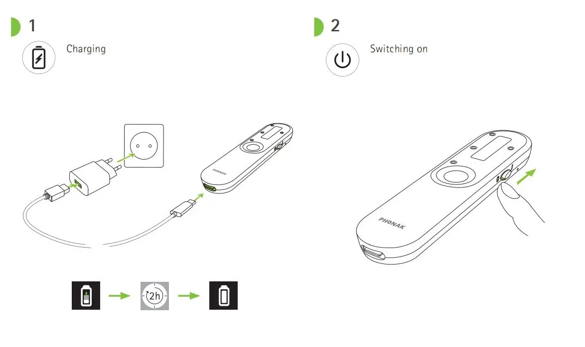 PHONAK Roger On V2 Hearing Aid Microphone Installation Guide - Fig 1,2