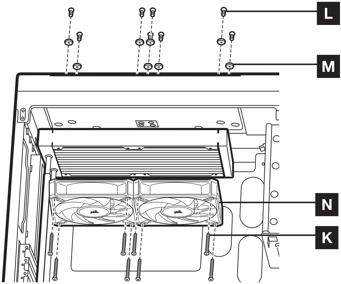 INSTALL THE FANS AND RADIATOR