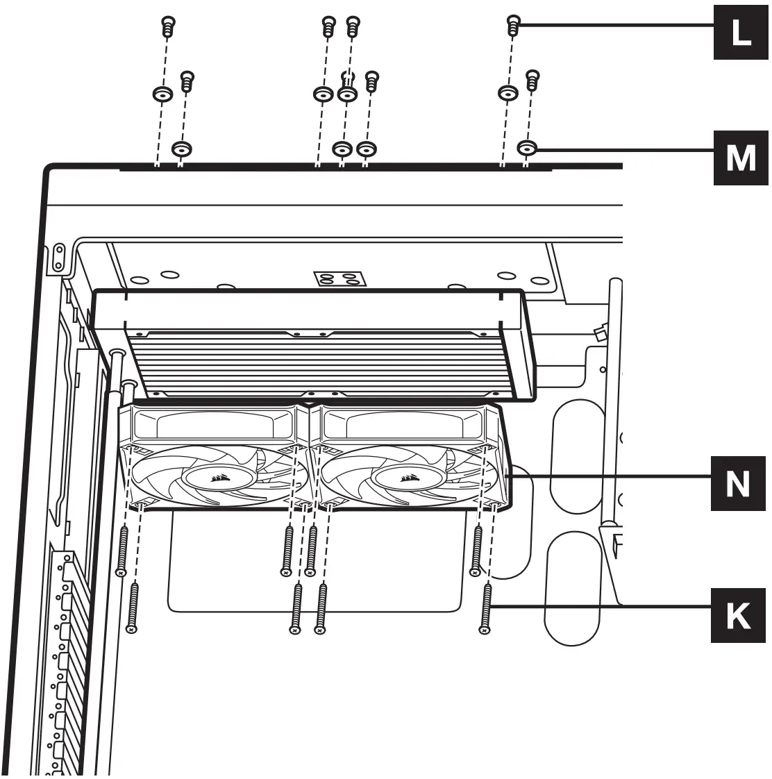 INSTALL THE FANS AND RADIATOR